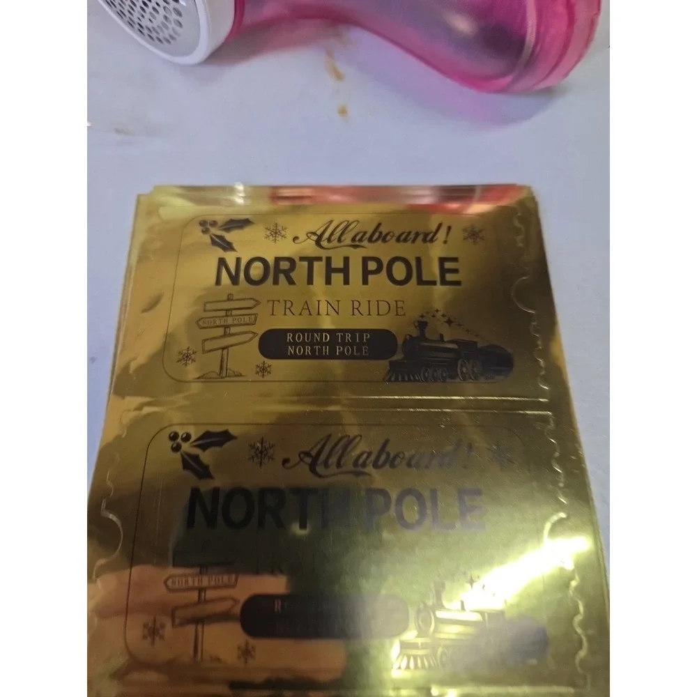 Gold Foil Believe Polar Express Train Ride Tickets Stickers & Invitations 40 Eac